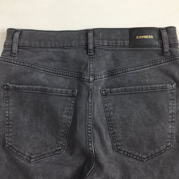NWT EXPRESS Gray Mom Jean Super High Waist Step Fray Hem Distressed Jeans - Picture 10 of 12